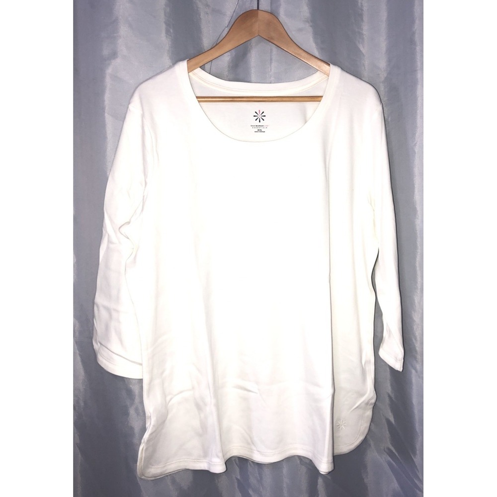 Isaac Mizrahi Live Essentials Women's Pearl 3/4 Sleeve Scoop Neck Top Size XL